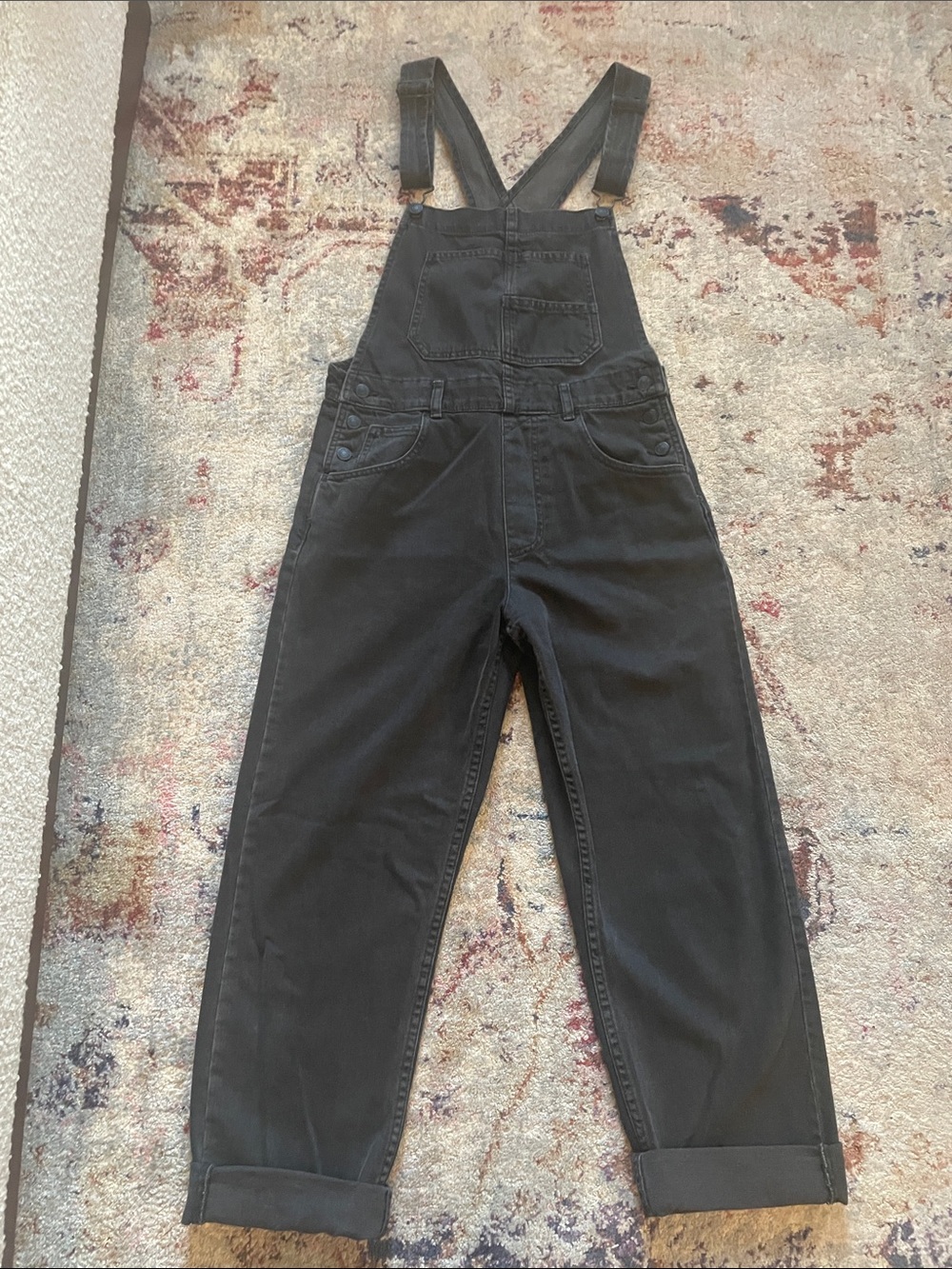Free People Black Denim Overalls Jumpsuit